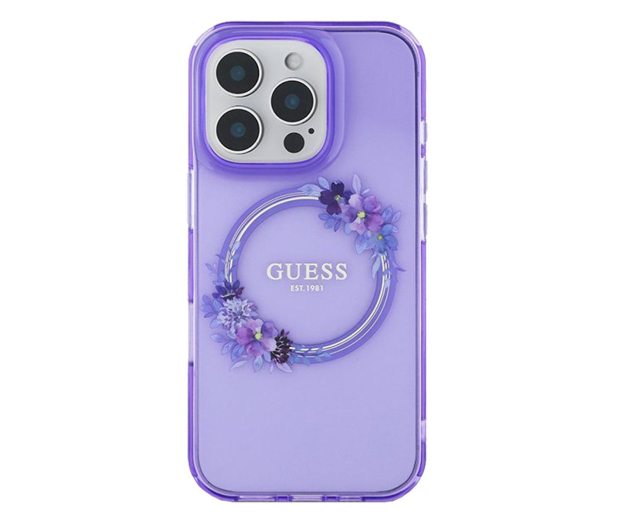 Guess IML Flowers Wreath do iPhone 16 Pro purpurowy - 1279180 - zdjęcie 2